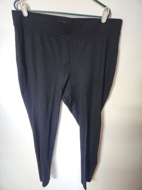 Roz & Ali Black Leggings With Size Sparkle Design Size 2X